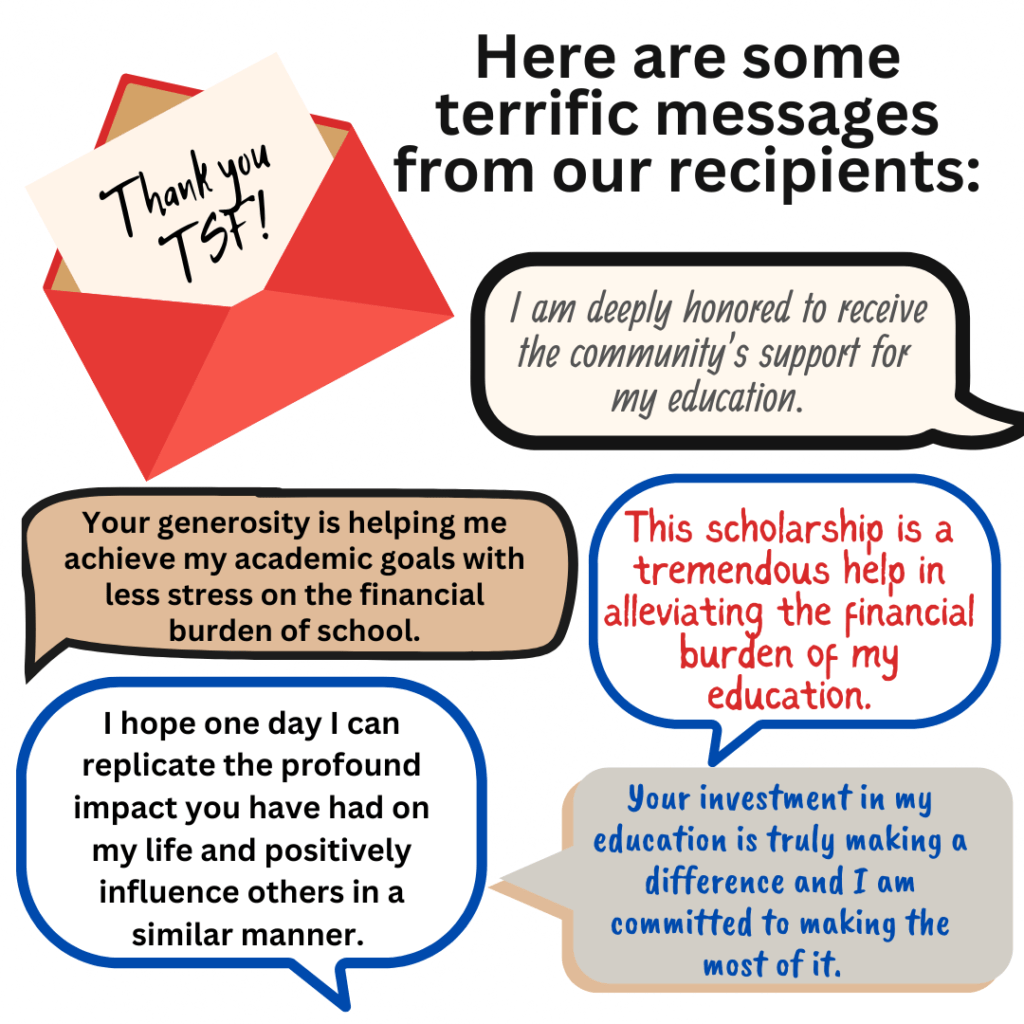 thank-you note snippets from scholarship recipients