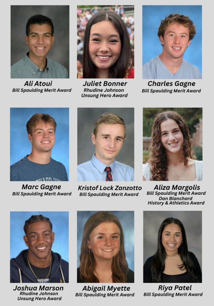 Photos of the nine senior students receiving merit awards